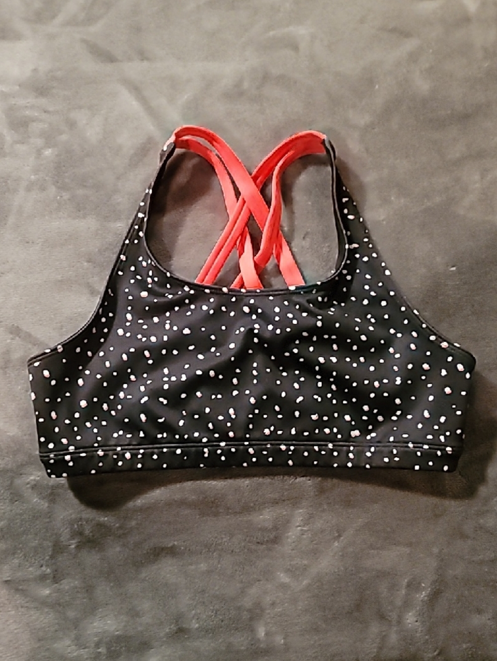 Under Armour Black Polka Dot Sports Bra with Red Straps